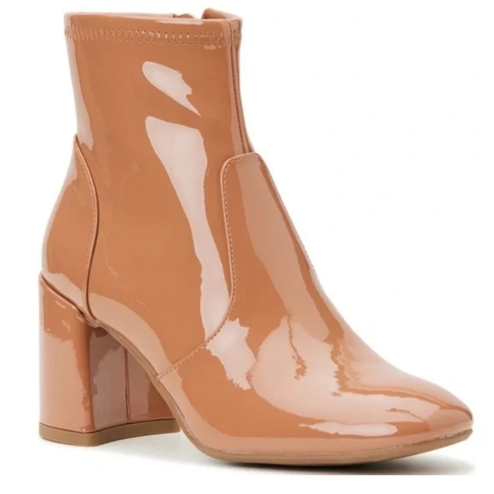 Madden NYC Boho Caramel Side Zip Heeled Bootie size 11